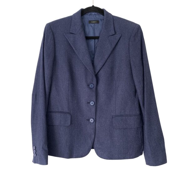 Isaia Napoli Navy Wool Blazer Ermenegildo Zegna Silk Lining Size 46R Italy